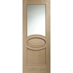 Oak Internal Door: Type Calabria with Clear Bevelled Glass and Raised Mouldings