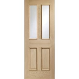 Oak Internal Door: Type Malton with Clear Bevelled Glass and Raised Moulding