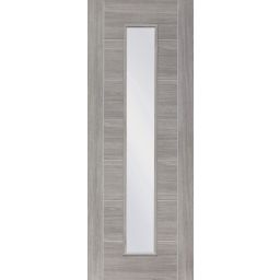 Palermo Clear Glazed Pre-Finished White Grey Laminate Internal Door 