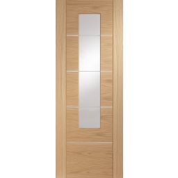 Oak Pre Finished Internal Door: Type Portici with Clear Etched Glass