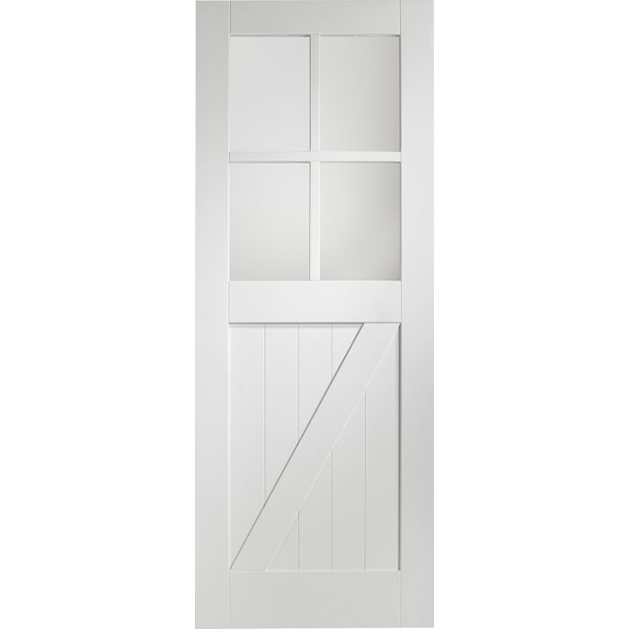 White Primed Internal Clear Glazed Door: Type Cottage