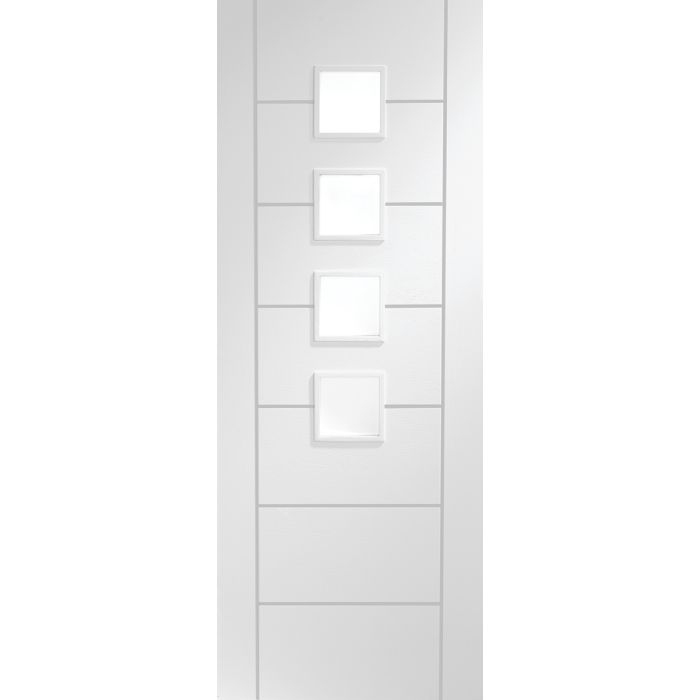White Primed Internal Obscure Glazed Door: Type Palermo
