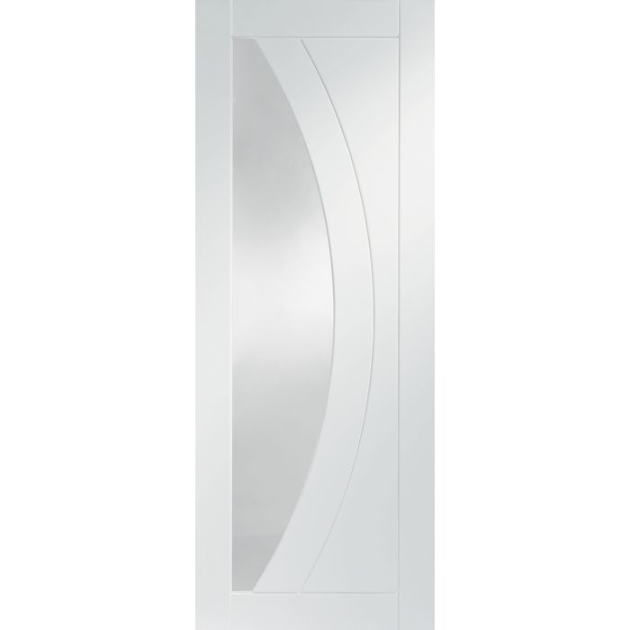 White Primed Internal Clear Glazed Fire Door: Type Salerno