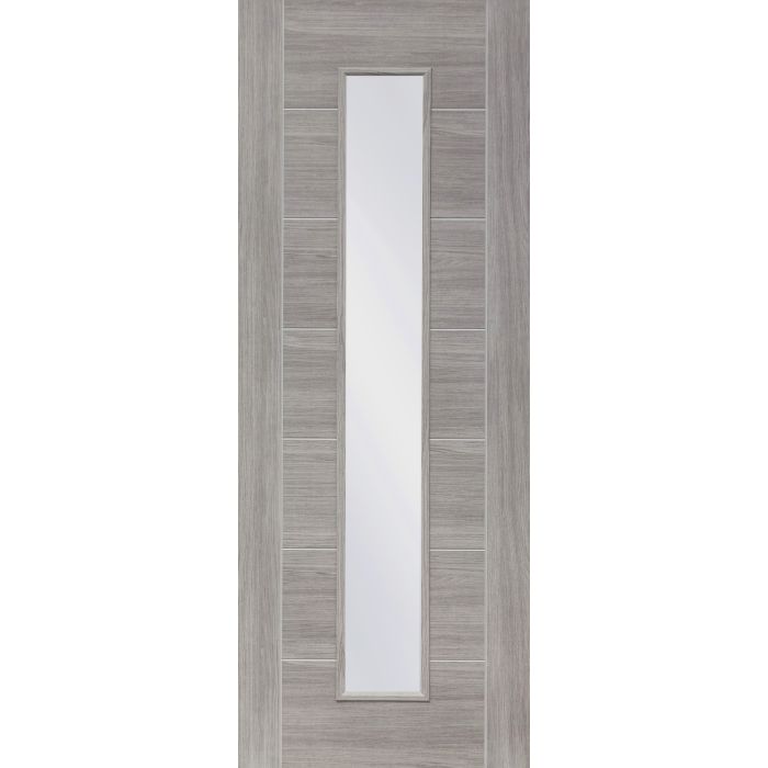 Palermo Grey Laminated Pre Finished Clear Glazed Internal Door