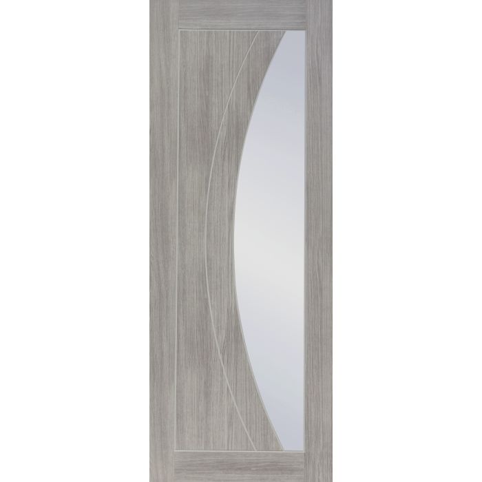 Salerno Grey Laminated Pre Finished Clear Glazed Internal Door