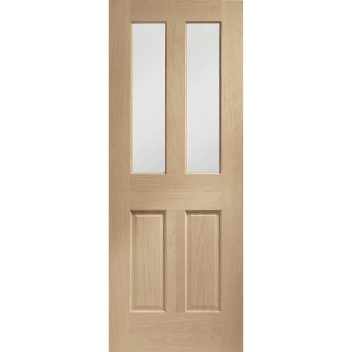 Malton Oak Veneer Internal Door with Clear Bevelled Glass