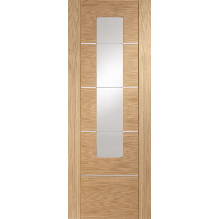 Oak Pre Finished Internal Door: Type Portici with Clear Etched Glass