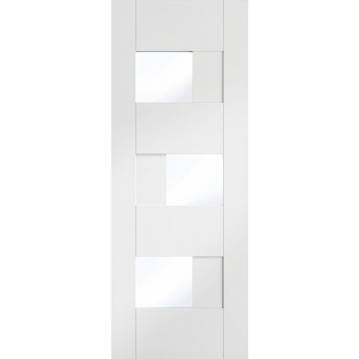 White Pre-Finished Internal Clear Glazed Door: Type Perugia