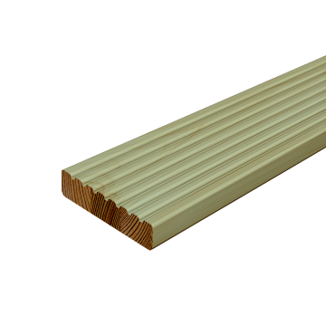 32 x 125 Grooved & Smooth Decking Green Treated