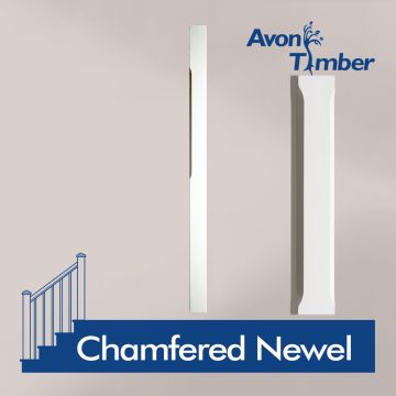 Benchmark White Primed Newel - Stop Chamfered