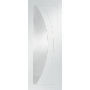 White Primed Internal Clear Glazed Fire Door: Type Salerno