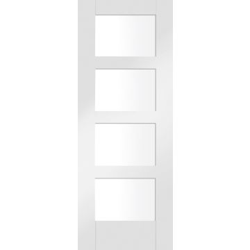 Shaker 4 Panel Clear Glazed White Primed Internal Fire Door