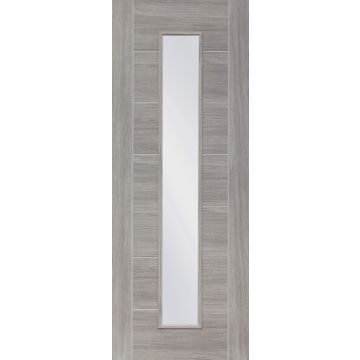 Palermo Clear Glazed Pre-Finished White Grey Laminate Internal Door 