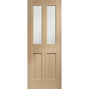 Oak Pre-Finished Internal Door: Type Malton with Clear Bevelled Glass