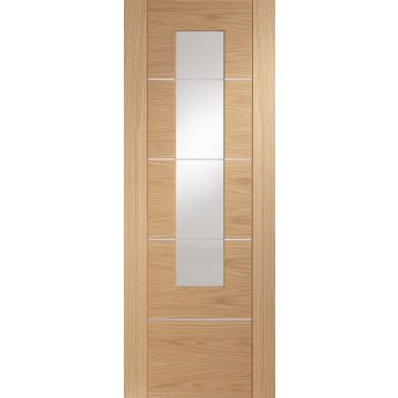 Oak Pre Finished Internal Door: Type Portici with Clear Etched Glass