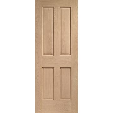 Internal Oak Veneer Door: Type Victorian 4 Panel (Non-Raised Mouldings)