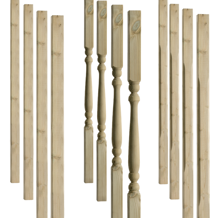 Green treated spindles for decking