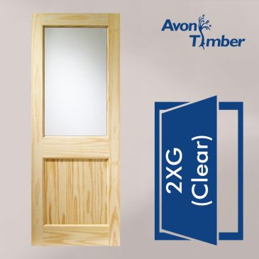 Clear Pine Dowelled External Door Type 2XG With Clear Glass
