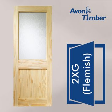 Clear Pine Dowelled External Door Type 2XG With Flemish Glass