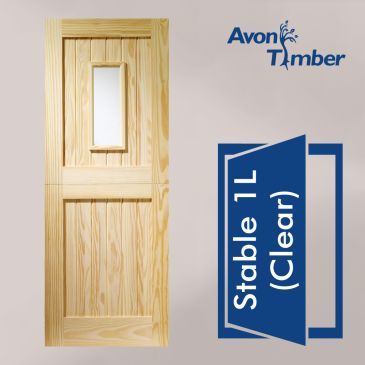 Clear Pine Dowelled External Door Type Stable 1 Light With Clear Glass