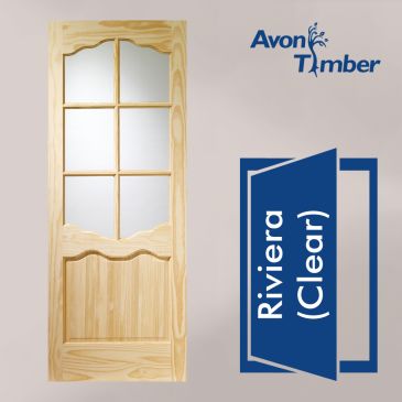 Clear Pine Internal Door: Type Riviera with Clear Glass