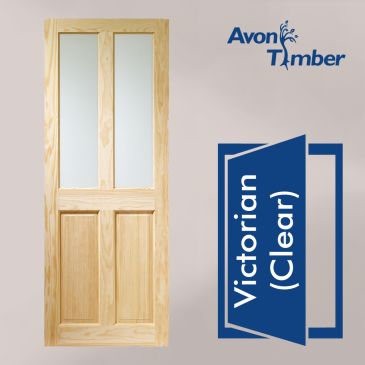 Clear Pine Internal Door: Type Victorian with Clear Glass