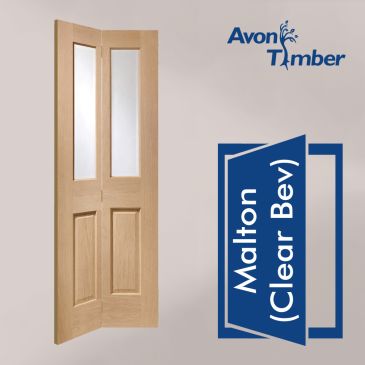 Oak Internal Bi-Fold Door: Type Malton with Clear Bevelled Glass