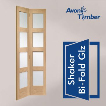 Oak Internal Bi Fold Door: Type Shaker with Clear Glass