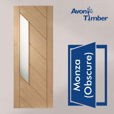 Oak Internal Door: Type Monza with Obscure Glass