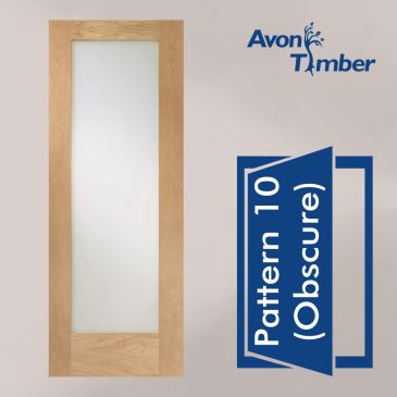 Oak Pre-Finished Internal Door: Type Pattern 10 with Obscure Glass
