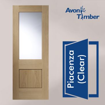 Oak Internal Door: Type Piacenza with Clear Glass