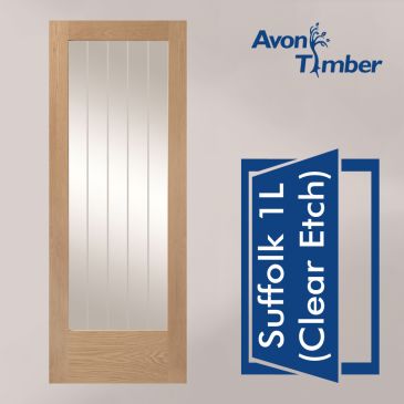 Oak Internal Door: Type Suffolk 1 Light with Clear Etched Glass