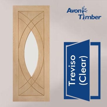  Oak Internal Door: Type Treviso with Clear Glass