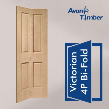 Oak Internal Door: Type Victorian 4 Panel (Non-Raised Mouldings) Bi-Fold 