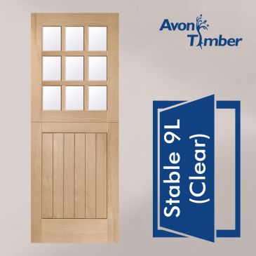 Oak M&T Double Glazed External Door: Type Stable 9 Light with Clear Glass