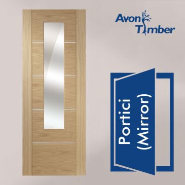Oak Pre Finished Internal Door: Type Portici with Mirror