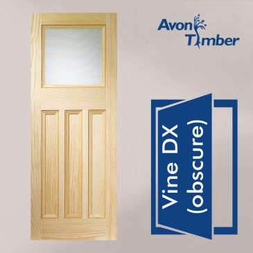 Vertical Grain Clear Pine Internal Door: Type Vine DX with Obscure Glass