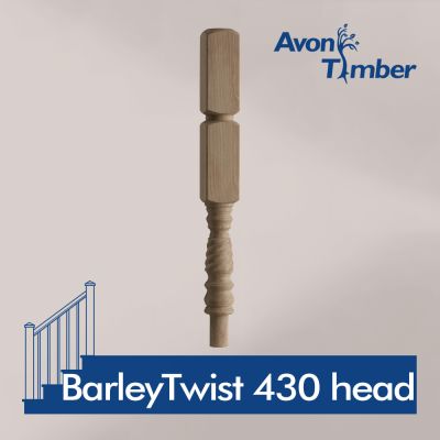 Benchmark Barley Twist Oak Newel Turning 430mm Head PEFC