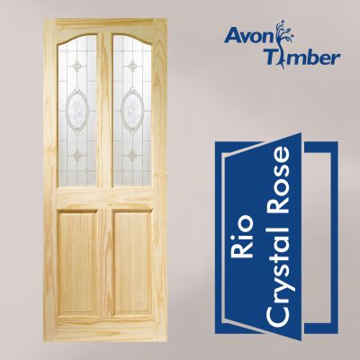 Internal Pine Veneer Door: Type Rio with Crystal Rose Glass