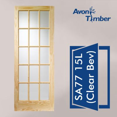 Clear Pine Internal Door: Type SA77 with Clear Glass (15 Light)