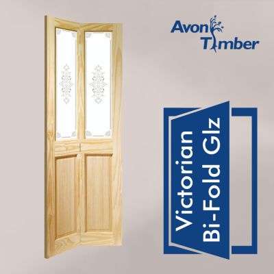 Clear Pine Internal Door: Type Victorian Bi-Fold with Campion Glass