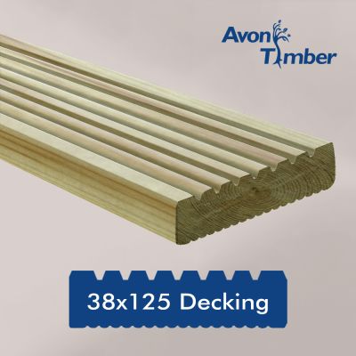 38 x 125 Grooved & Reeded Decking Green Treated
