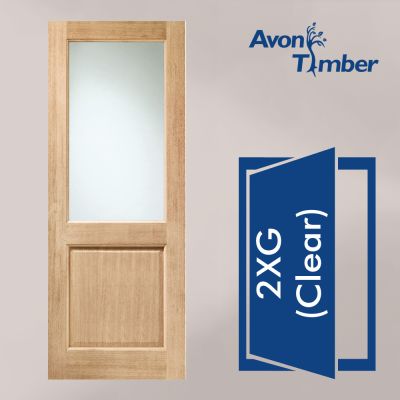 Oak Dowelled Double Glazed External Door: Type 2XG with Clear Glass