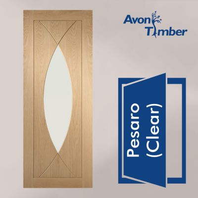 Oak Internal Door: Type Pesaro with Clear Glass