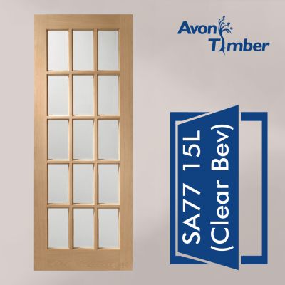 Oak Internal Door: Type SA77 with Clear Bevelled Glass