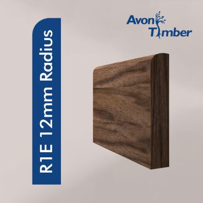 Solid American Black Walnut Pencil Round (12mm Radius) Skirting (Per Metre)