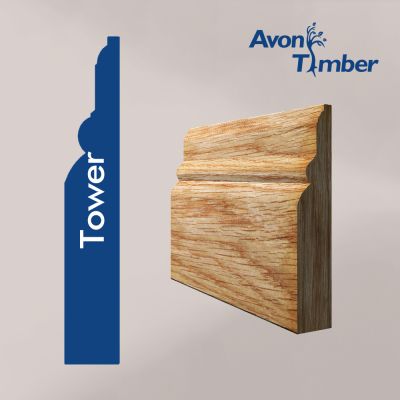 Tower Profile Solid Oak Skirting Board (Per Metre)