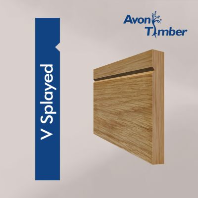V Splayed Profile Solid Oak Skirting Board (Per Metre)