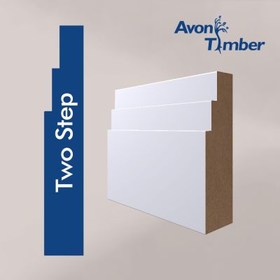 2 Step Profile White Primed MDF Skirting Set