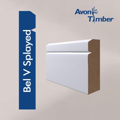 Single V-Splayed MDF Skirting Board (White Primed)